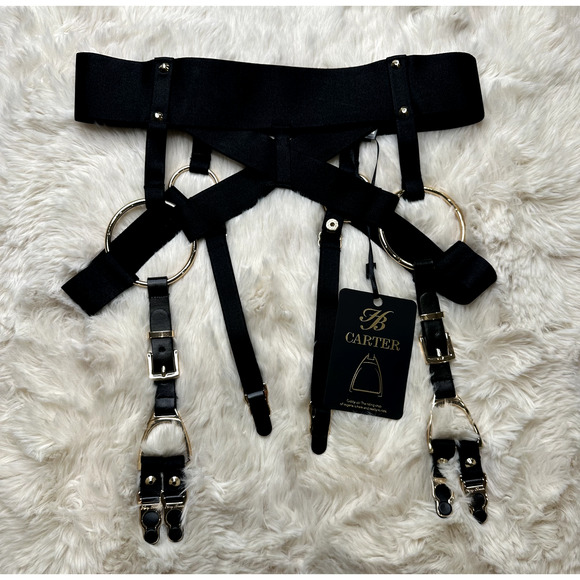 RARE🔥 Honey Birdette CARTER🖤 Gold Garter Suspender Belt XS - Picture 1 of 2